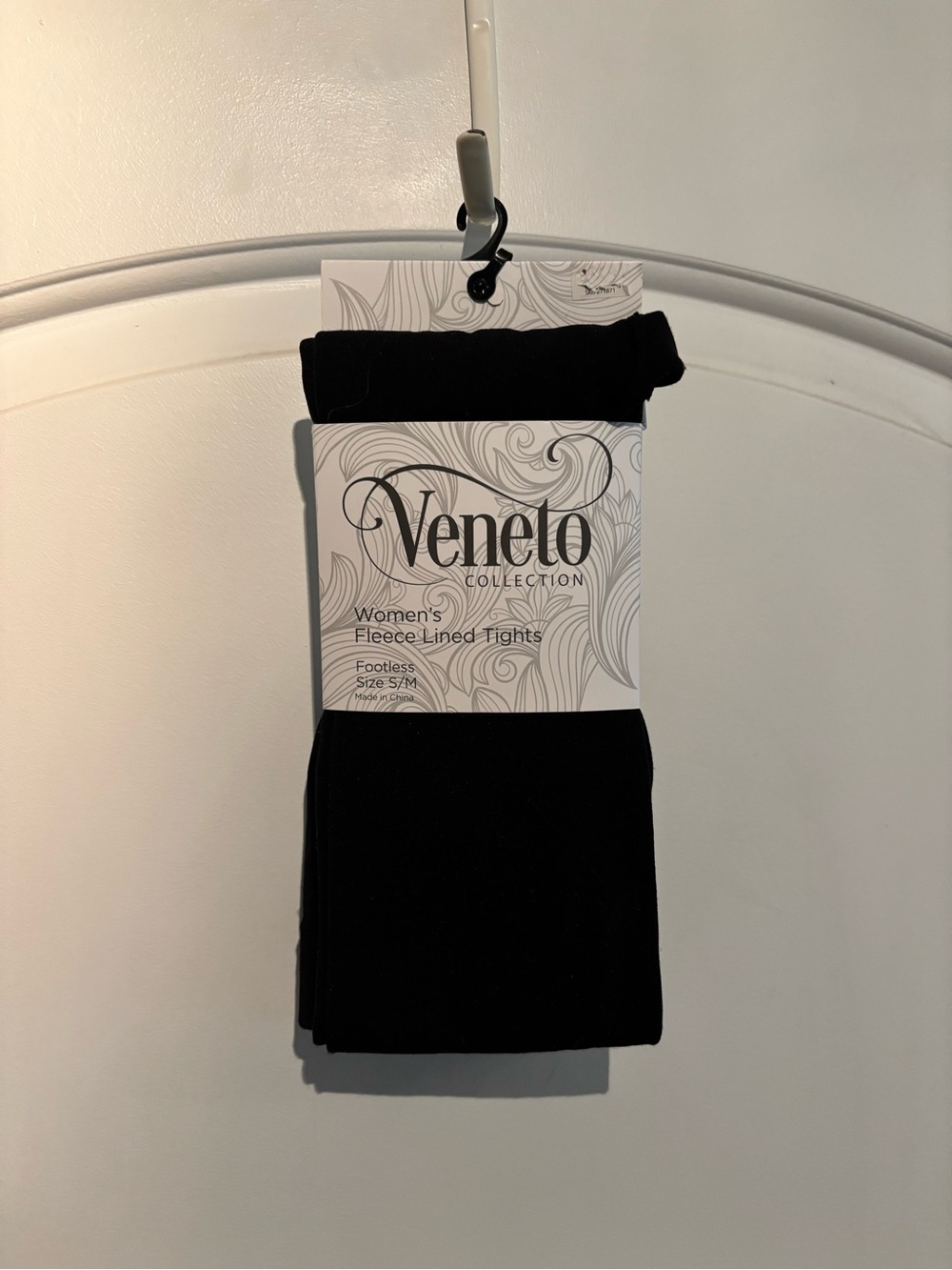 Via Veneto Black Fleece-Lined Women's Tights